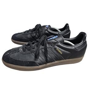 Adidas Samba Shoes Mens 11 Black Gum Sole Classic Soccer Leather IE3438 Comfort